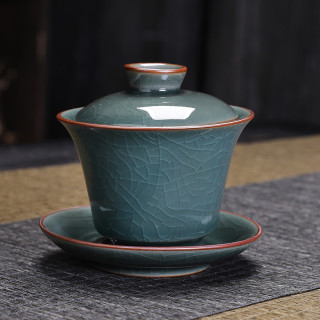 冰裂三才盖碗茶杯大号高档茶具高级泡茶盏杯单个茶盖碗青瓷三才杯