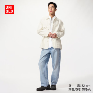 优衣库 男装女装宽松直筒牛仔裤/水洗产品482864 63 天蓝色 46 /190/116C