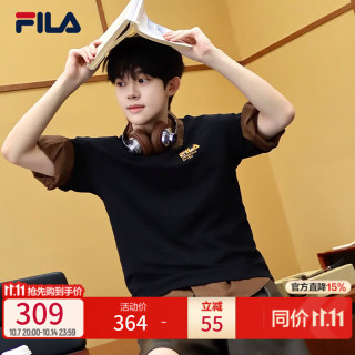 斐乐 猫咪刺绣 正黑色 L 短袖T恤