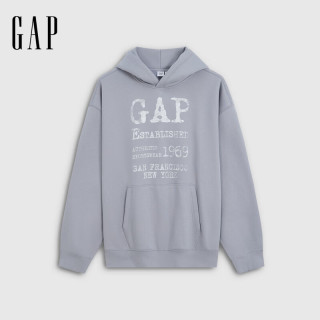 Gap 男女装秋美式潮流印花连帽加绒宽松卫衣