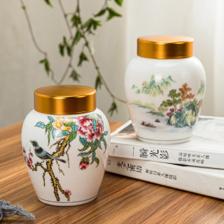 羊脂玉瓷高档茶叶罐罐子高端便携储茶罐储物罐陶瓷密封罐存储器罐