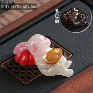 包邮纯手工精品茶宠弥勒佛白菜摆件家居变色茶宠摆件茶桌必备摆件