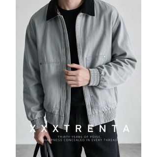XXXTRENTA美式秋冬新款水洗夹克衫时尚休闲男士大码翻领夹克外套 浅蓝