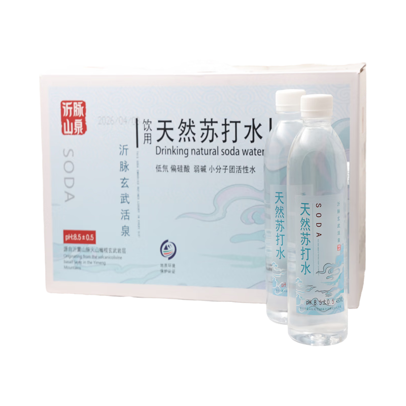 沂脉 天然苏打水 弱碱无糖 450ml*12瓶