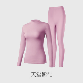 金利来 男士保暖内衣女绵羊毛加绒加厚中领冬季防寒发热秋衣秋裤女套装 女-400g加绒加厚-天堂紫 M