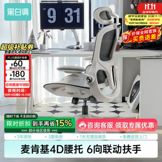 黑白调 P2 Pro 二代 人体工学椅 霜白 标配款