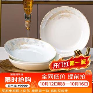 浩雅 景德镇餐具陶瓷餐盘碟子菜盘饭盘汤盘深盘花仙子8英寸饭盘4个装