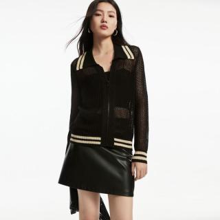 VERO MODA 针织衫女秋撞色翻领长袖镂空上衣外套百搭高级感专柜同款