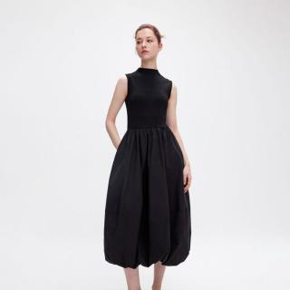 ONLY 秋季纯色无袖立领蓬蓬裙背心中长款连衣裙女