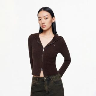 ONLY 秋季休闲密织螺纹氛围感连帽针织衫女可外穿