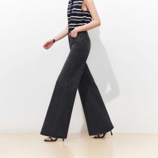 VERO MODA 26秋新品纯棉宽松水洗喇叭裤怀旧时髦精致牛仔裤女