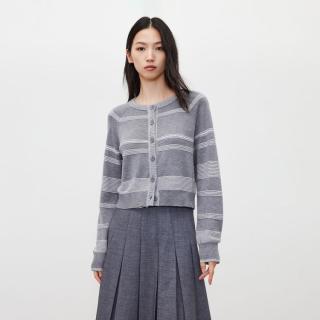 ONLY 秋季气质条纹宽松长袖纽扣针织衫可外穿女