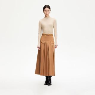 VERO MODA 秋百褶长裙格雷系优雅气质A字高级感洋气半身裙