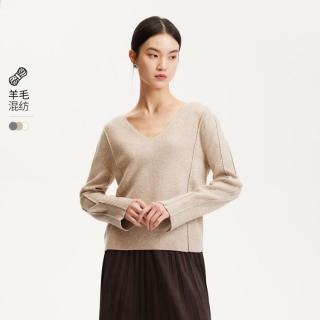 VERO MODA 针织衫女秋秋镂空开叉袖口宽松针织衫简约个性高级感专柜同款