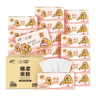 清风 卡皮巴拉抽纸4层90抽20包