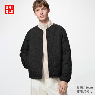 优衣库 PUFFTECH空气棉服便携式茄克/弧形压线男装女装夹克489457 09 黑色 XS