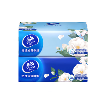 维达 山茶花香抽纸 超韧4层加厚 随身便携餐巾纸卫生纸 小包装纸巾 4层 20抽*2包