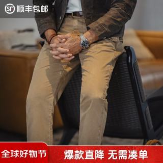 马登 工装 美式复古重磅休闲裤阿美咔叽斜纹长裤纯棉卡其直筒裤子男秋 卡其色 32