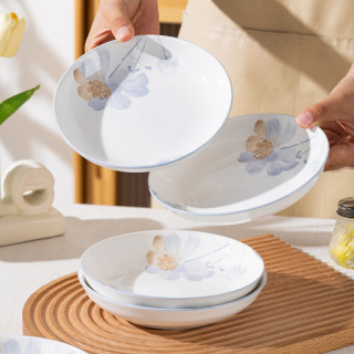 孟垣 凝香6.5英寸饭盘10个装简约家用菜盘子陶瓷釉下彩瓷器餐具