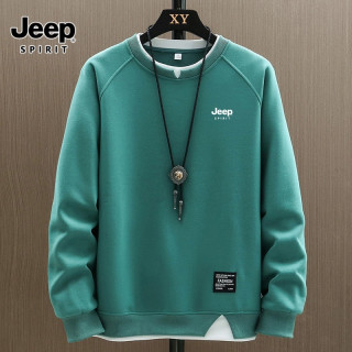 JEEP SPIRIT JEEP吉普卫衣男秋冬季潮流宽松打底衫加绒圆领假两件长袖上衣男