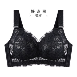 千奈美 大胸显小无钢圈防下垂调整型文胸 静谧黑