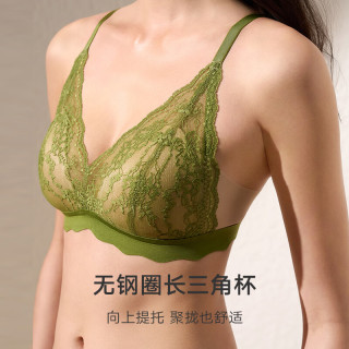 曼妮芬 长三角法式蕾丝内衣女士舒适无钢圈美背百搭性感透气微聚拢文胸