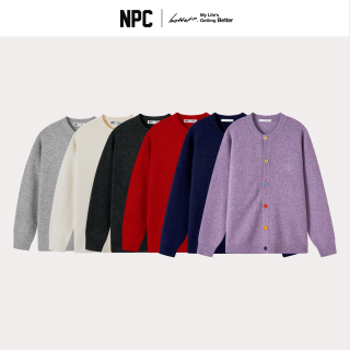 NPC 潮牌胸口刺绣针织开衫彩虹植绒扣秋冬男NP5CSW06