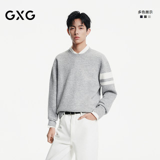 GXG 男装 中廓简约慵懒毛衫休闲撞色条纹毛衣内搭针织衫