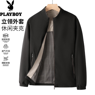 PLAYBOY 立领宽松 黑色 XL 男士夹克