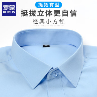 罗蒙 男士长袖衬衫商务休闲工装职业正装