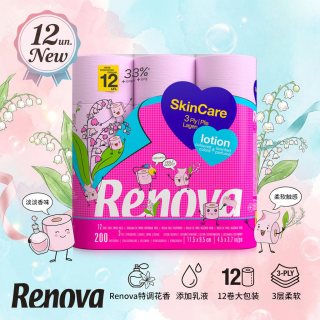 移动端：Renova 葡萄牙进口粉色乳液卷筒纸3层12卷卫生纸玫瑰香味厕纸