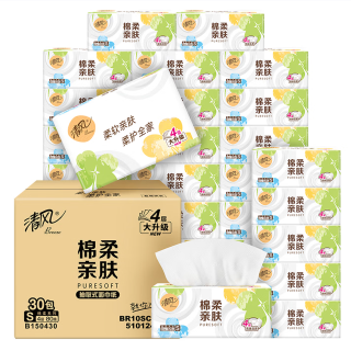 清风 折0.83/包！就你系列抽纸 4层80抽*30包
