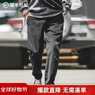 马登 美式复古垂坠感灯芯绒休闲长裤 炭黑色 L
