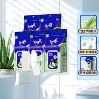88VIP：得宝 湿厕纸悬挂式pingu联名芦荟加厚易抽取60片×5包箱装