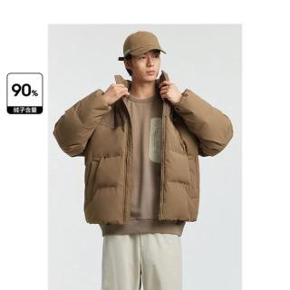 太平鸟 男装冬季灯芯绒拼接男女同款情侣潮男式羽绒服
