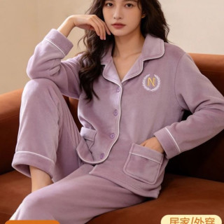 me feeling 珊瑚绒加绒加厚 开衫家居服套装