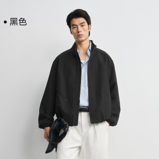 太平鸟 男装哈灵顿立领夹克26秋新款时尚拼接休闲外套纯色茄克衫M