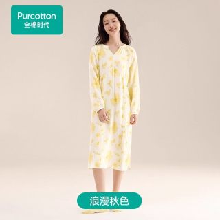 88VIP：全棉时代 睡裙女春夏季新长袖袖睡衣裙子纯棉家居