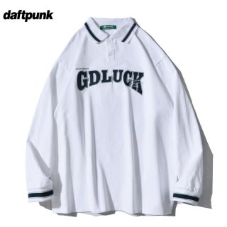 DAFTPUNK 美式复古vintag卫衣男春秋季宽松polo衫情侣装翻领男女学生外套潮