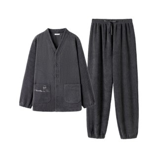 伊维斯 情侣睡衣冬季加绒加厚保暖可外穿家居服套装
