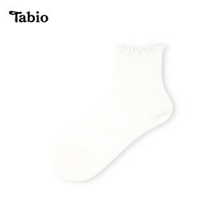 Tabio 波纹花边袜子女春秋薄款网眼透气吸汗中筒袜配乐福鞋小皮鞋