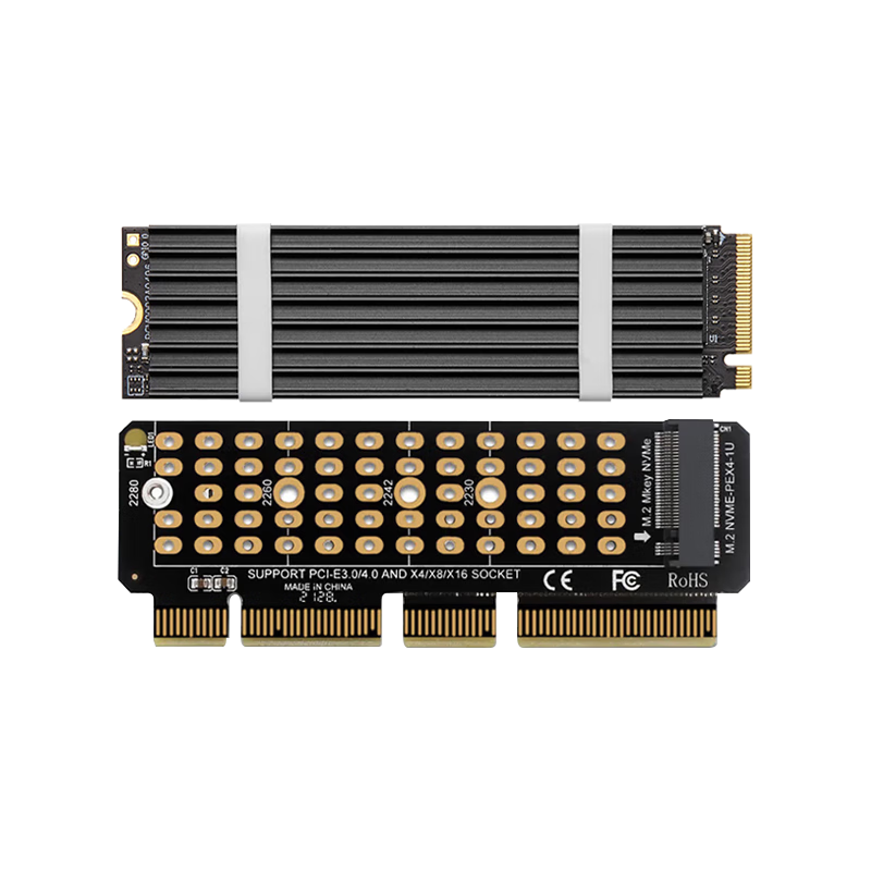 连拓 PCIe转M.2 NVMe拓展卡 兼容PCIe5.0/4.0/3.0 x16插槽