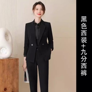 诗璐雅 黑色西装套装女秋冬气质干练面试高端经理职业装正装工作服