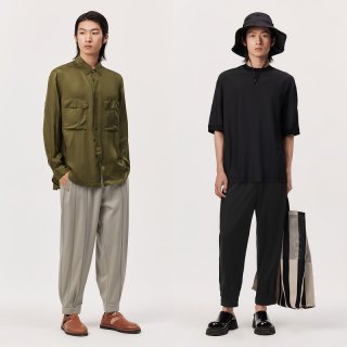 速写 男装夏季新款锥形裤舒适束脚街头前卫潮流时尚通勤长裤简约