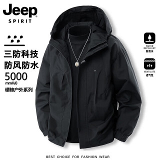 JEEP SPIRIT 吉普冲锋衣外套男款  黑色 L