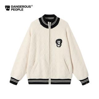 Dangerous People Dangerouspeople薛之谦dsp菱格提花针织开衫秋季复古棒球领外套