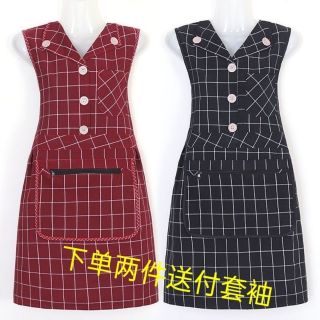 时尚可爱韩版做饭厨房棉布透气围裙成人上班工作服洋气翻领薄款
