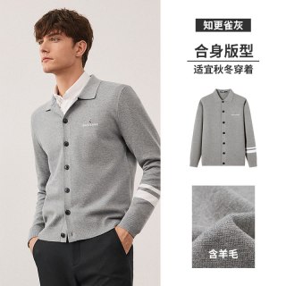 navigare 意大利小帆船秋季时尚翻领毛衣外套男士新款休闲针织开衫