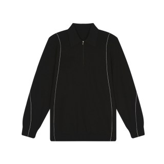 速写 男装秋冬折扣新款休闲宽松衬衫领针织衫潮毛衫拼接时尚潮上衣