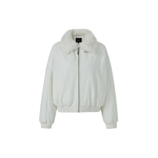 IMXS 大毛领棉服冬季新款白色短款百搭时尚加厚保暖修身显瘦外套女